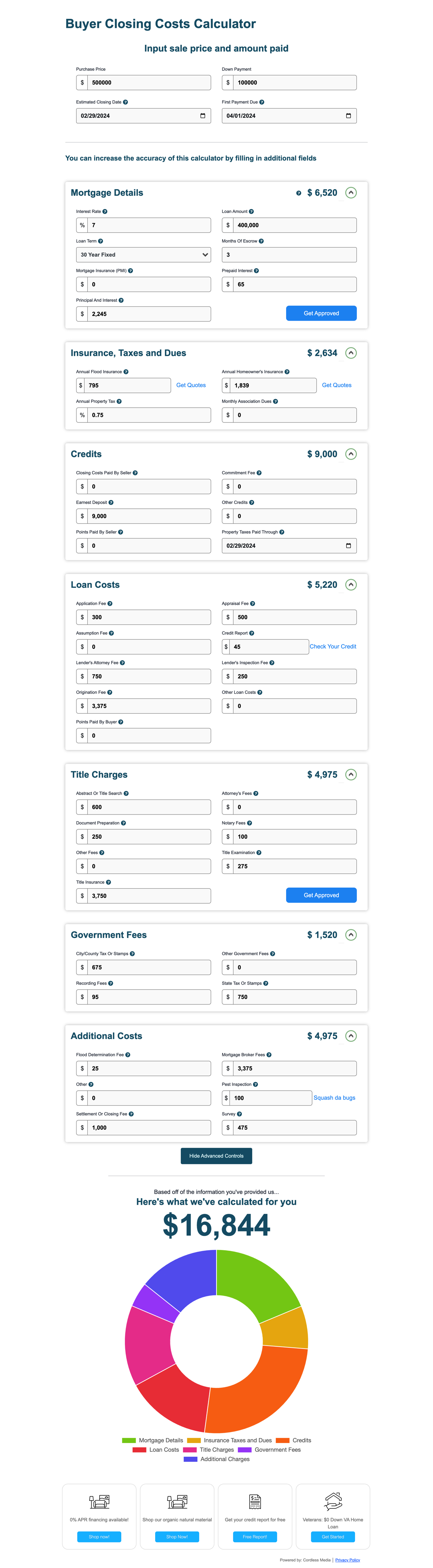 Buyer Closing Costs Calculator Expanded